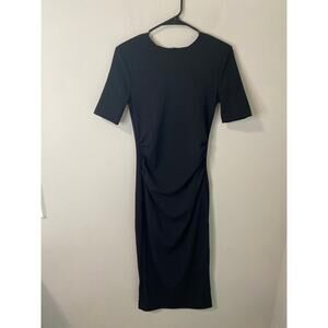 New Zara Women's Draped Black Midi Cocktail Dress, Size Small